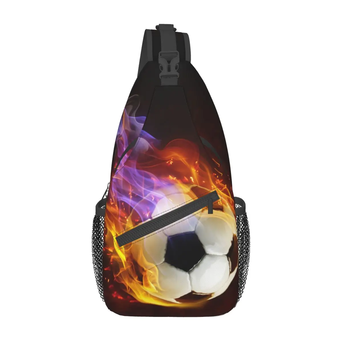 Fire Soccer-bandolera pequeña para el pecho, mochila de hombro para deportes al aire libre, mochilas de día, balones de fútbol, patrón deportivo, Satchel