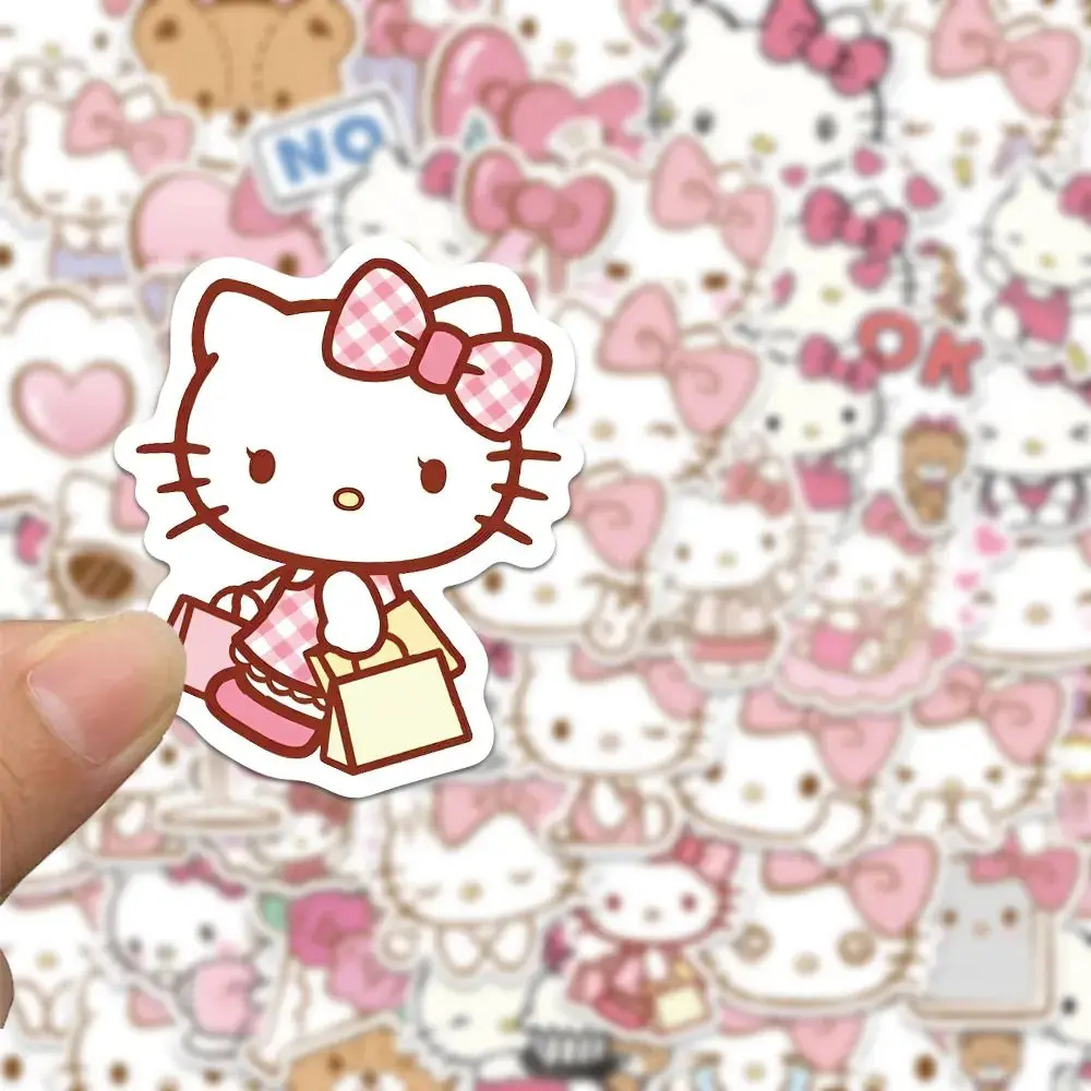 

10/30/50pcs Kawaii Sanrio Hello Kitty Stickers Anime Decals DIY Phone Car Bike Diary Waterproof Cute Kids Sticker Toys Gifts