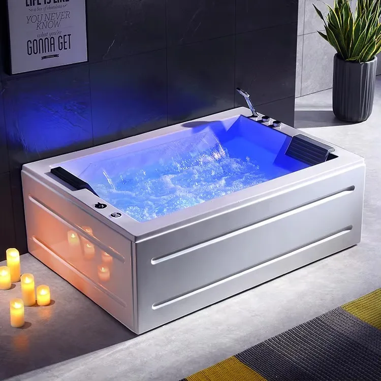 

Luxury 2 Person Acrylic Hydro-massage Jets Whirlpool Tub Waterfall SPA Bathtub Air Massage Indoor With Music Function