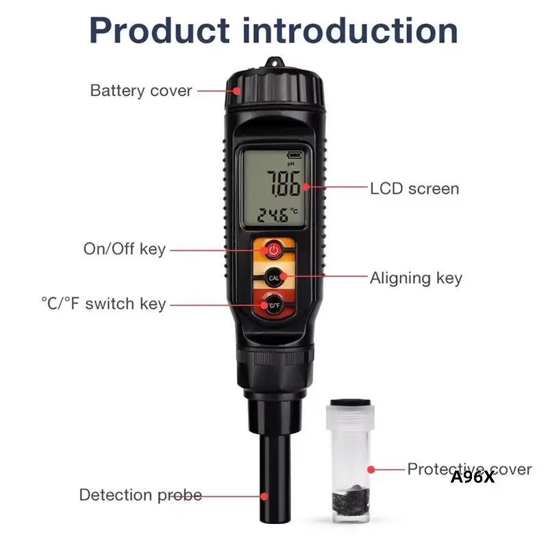Digital Food PH Meter 0.00-14.00 Digital Acidity Tester For Meat Cheese Bread Analyzer Meter