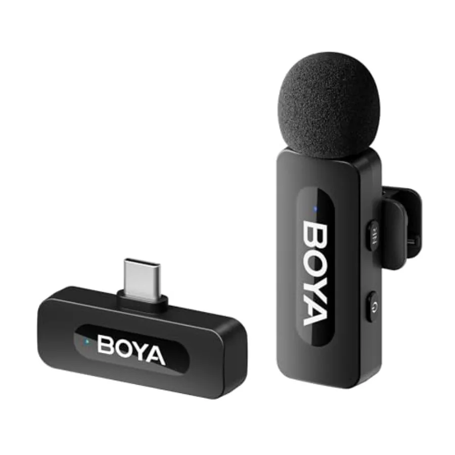 

BYV10 USBC беспроводной петличный микрофон для iPhone 16 15, Android TypeC, смартфон, ноутбук, мини-клипоновый микрофон с шумоподавлением