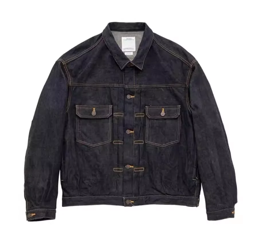 

Куртка из джинсовой ткани с красным узором VISVIM KOFU 101XX JKT RAWMUD