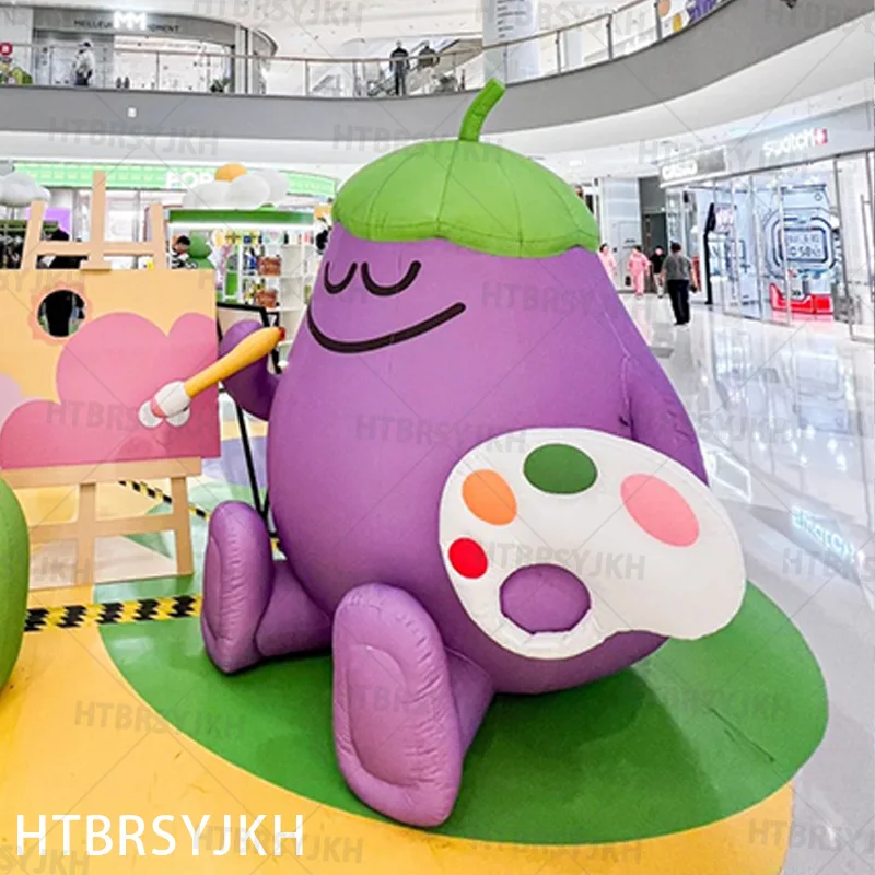 Giant inflatable painter Eggplant air model children's painting outdoor fruit and vegetable store stage decoration props