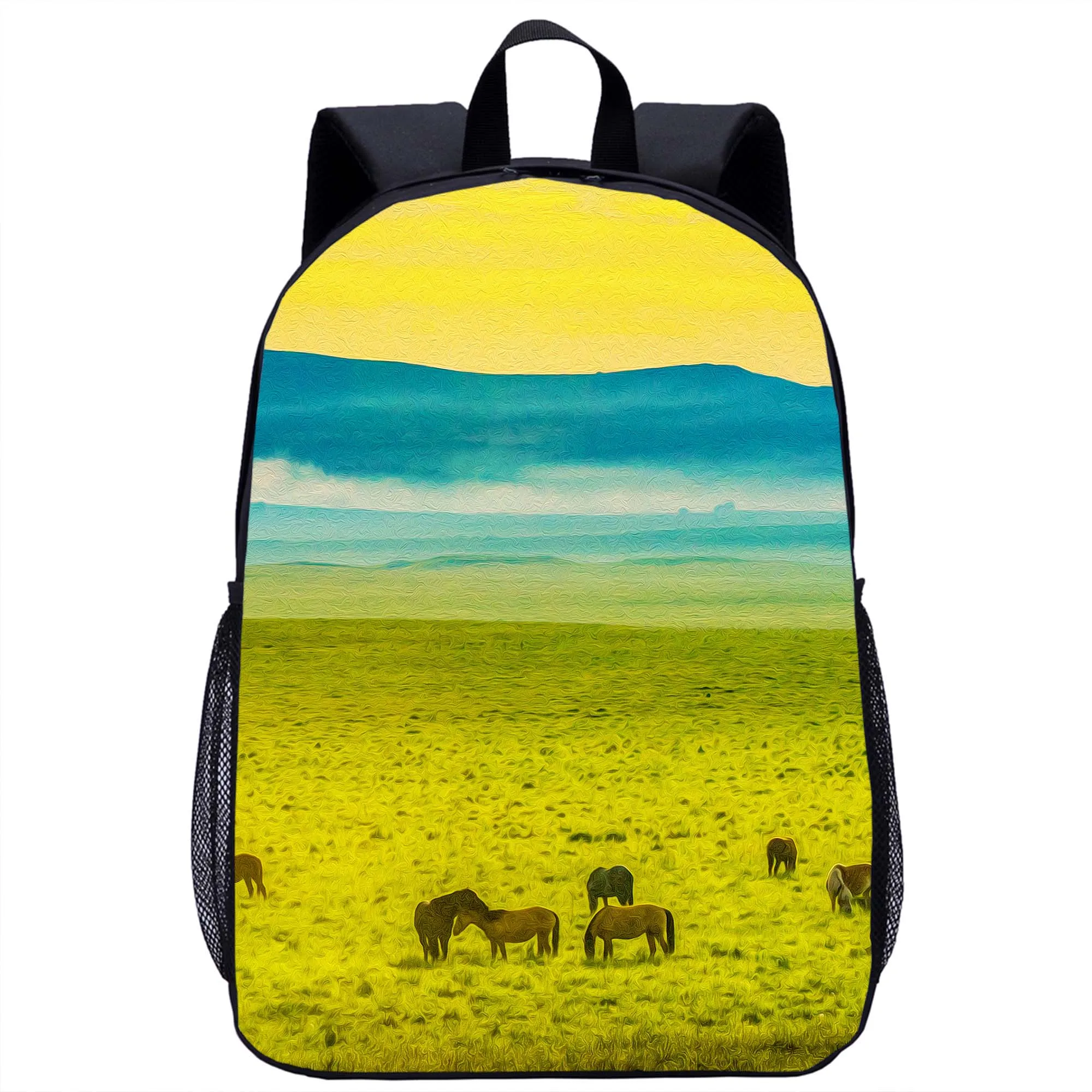 

Grassland Scenery Animal Horse Printed Backpack Children School Bag Women Men Travel Rucksacks Teenager Kids Casual Backpack