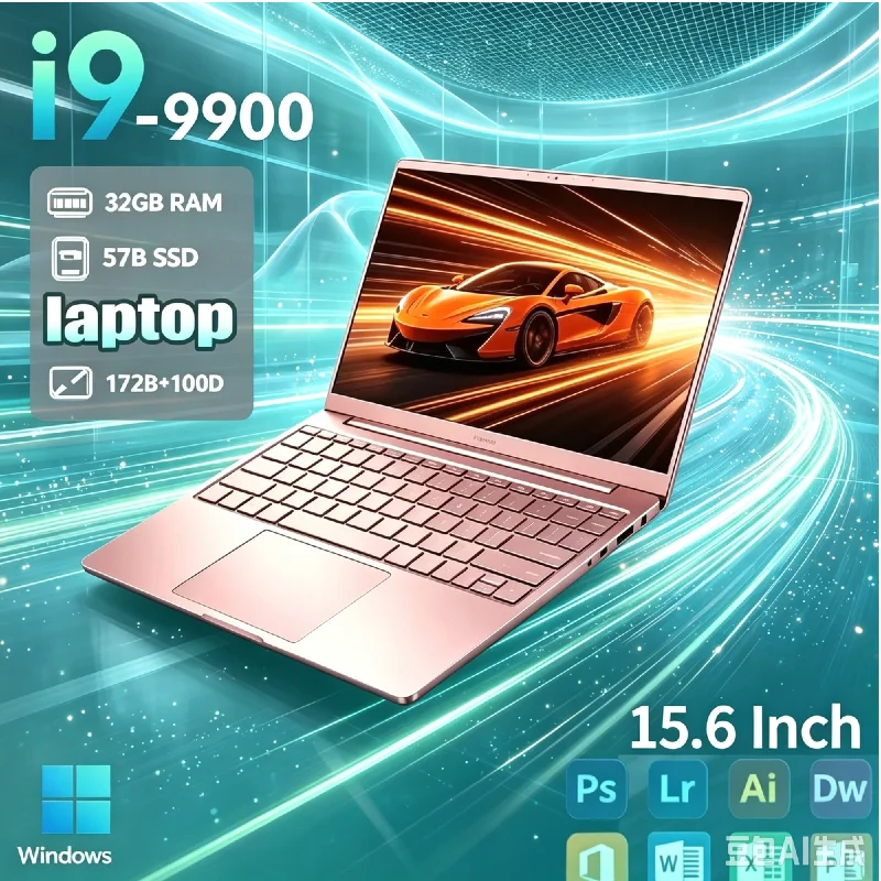 Powerful Intel Core I9-9900 Slim Notebook 15.6" 1920*1080 Full HD Display Multiple Config RAM & SSD Portable Daily Office Laptop