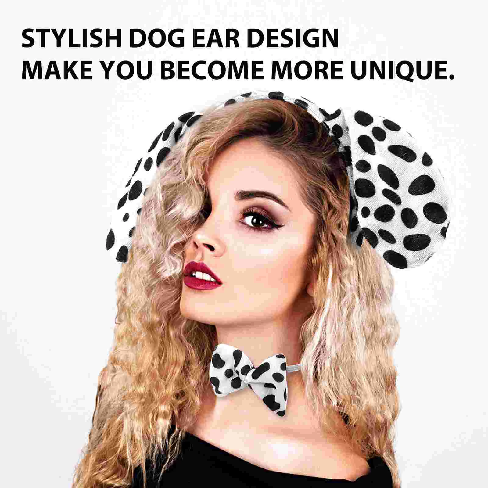 3 Sets Party Headband Dog Ears Headbands for Animal Tail Animals Dalmatian Cosplay Plush Costumes Kids Aldult Boy