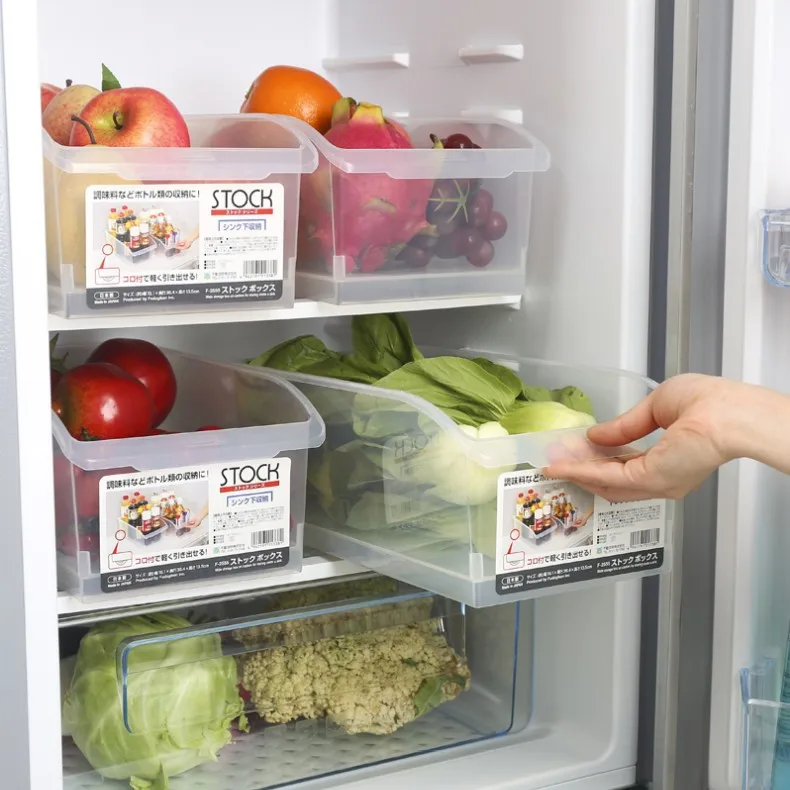 Drawer-Style Fridge Storage Box, Food-Grade PP Transparent Vegetable Organizer with Lid, Stackable Freezer Container