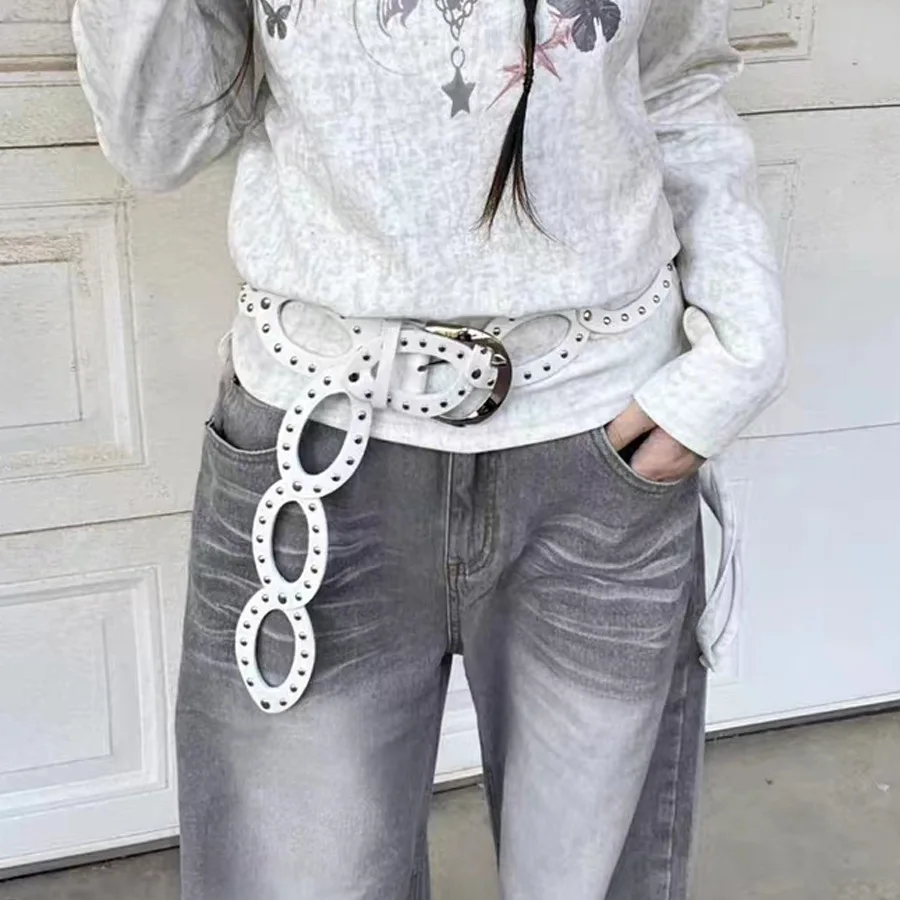 Western Y2K Plus Size Cowgirl Dress Waistband Punk Goth Rivet Joint Designer Belt for Women High Quality Female Jeans Waistband