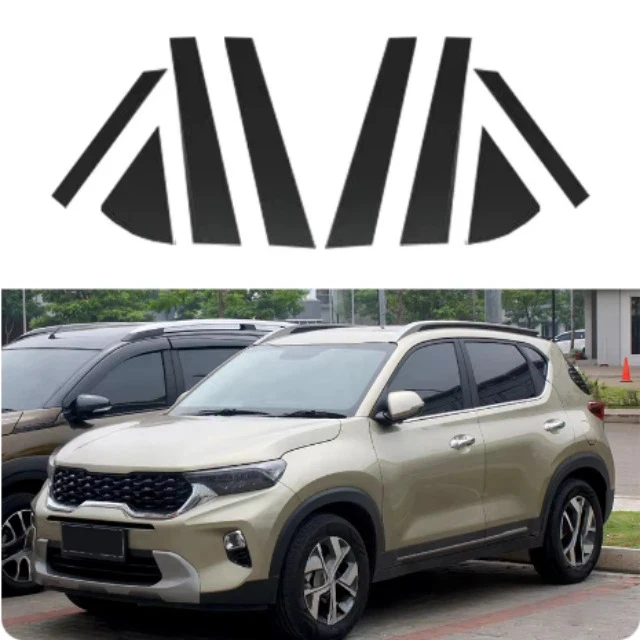 

For Kia Sonet 2021-2024 window decoration side door frame bright black center pillar sticker 8PCS