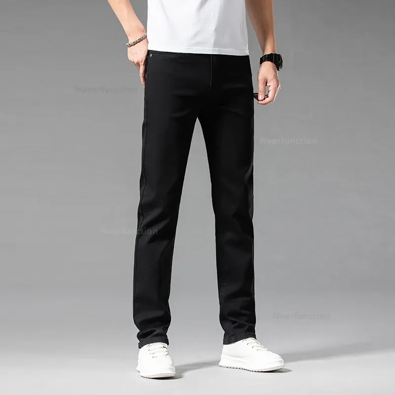 Luxury Men\'s White Slim Jeans Spring Summer New 98% Cotto Stretch Fashion Casual Male Clothes Straight Denim Trousers