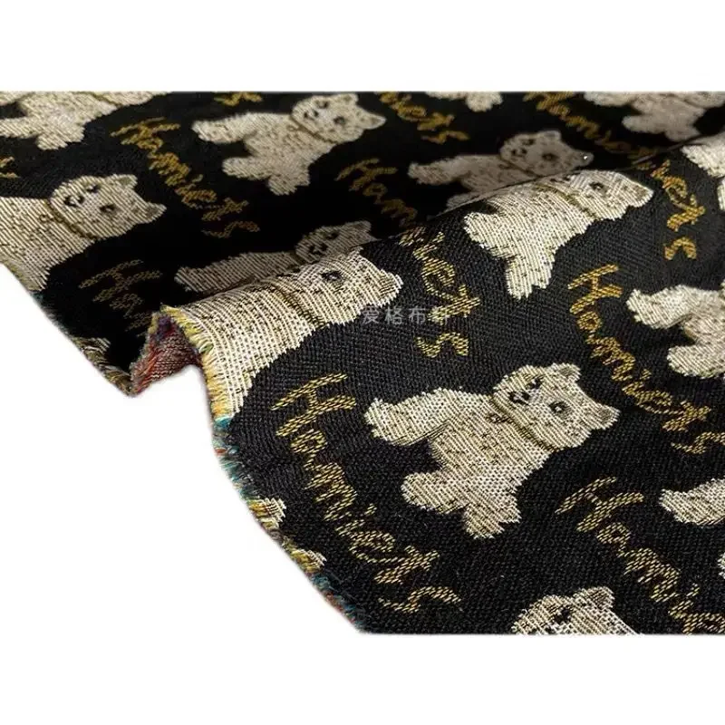 Sfondo nero sagoma ispessito tessuto jacquard rigido primavera e autunno cappotto gonna borsa tessuto per abbigliamento fai da te