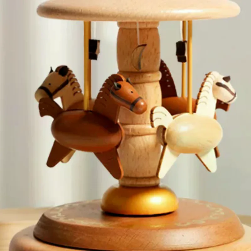 

Деревянная карусель, музыкальная шкатулка, украшения, вращающаяся музыкальная шкатулка с ручным управлением, сделай сам, ручная работа, подарок на день рождения, Рождество, детские игрушки