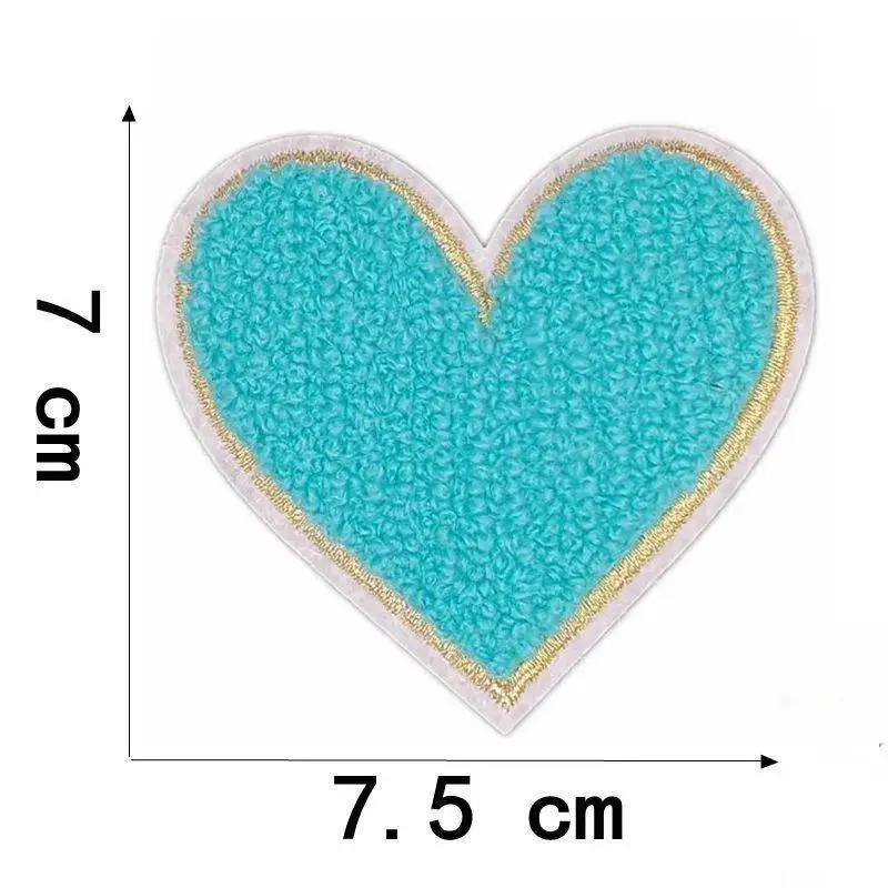 Mehrfarbige Handtuch-Stickerei-Herz-Aufnäher zum Aufbügeln, weich, flauschig, einfach anzubringen, perfekt für DIY-Jacken, Taschen, Bastelarbeiten, Dekorationen. – Detail 11