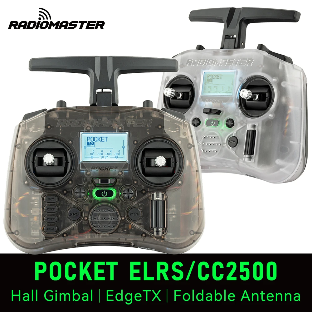 RADIOMASTER Pocket Hall Gimbal Transmitter ELRS/CC2500 Remote Control Portable Built in LED Light Foldable Antenna for RC FPV