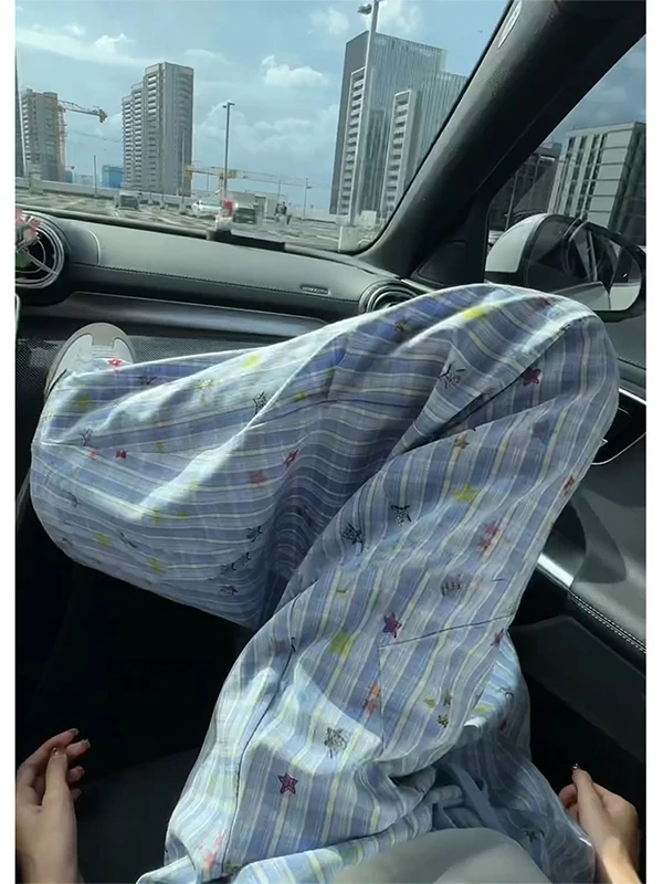 

Мужские повседневные брюки в американском ретро-стиле в клетку, синие, Dopane Dra, прямого кроя, с эффектом высокого качества