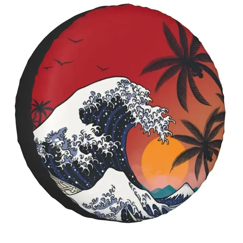 

Чехол для запасного колеса Great Sunset Wave для Prado Pajero Wrangler Jeep RV SUV Camper, чехлы на колеса автомобиля 14 дюймов, 15 дюймов, 16 дюймов, 17 дюймов