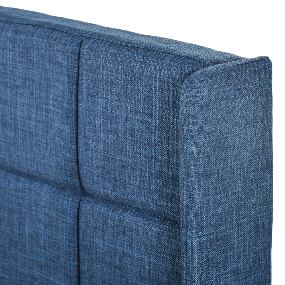 PINGGO Modernes Gepolstertes Einzelbett 90x200cm Blaues Leinen Gepolstertes Kopfteil Schiefergitter Mittlere Festigkeit Ohne Matratze – Detail 10