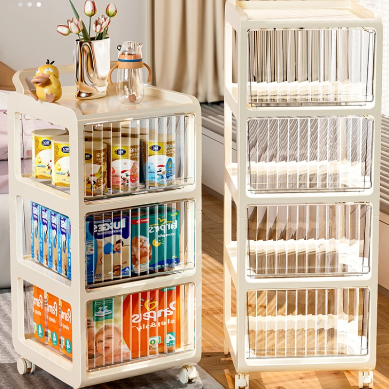 Snack CartsTrolley Kitchen Mobile Shelves Storage Cabinets Trolley Kitchen Floor White Carrito Organizador Con Ruedas Furniture