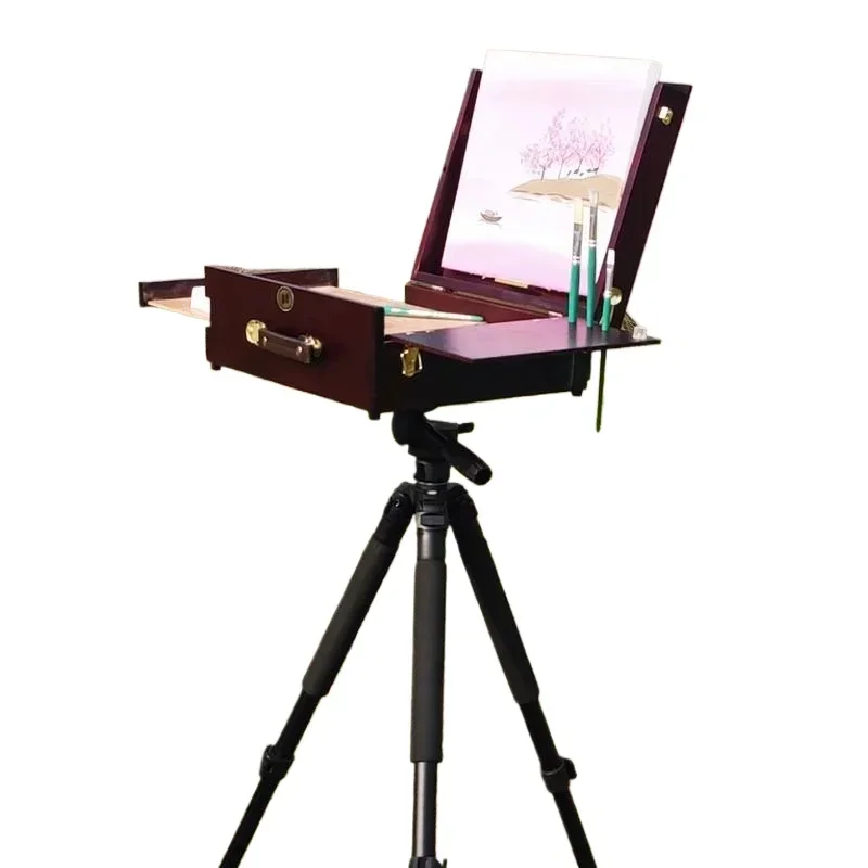 

Wooden oil painting sketching easel oil painting box portable desktop lifting outdoor art folding multi-functional style art