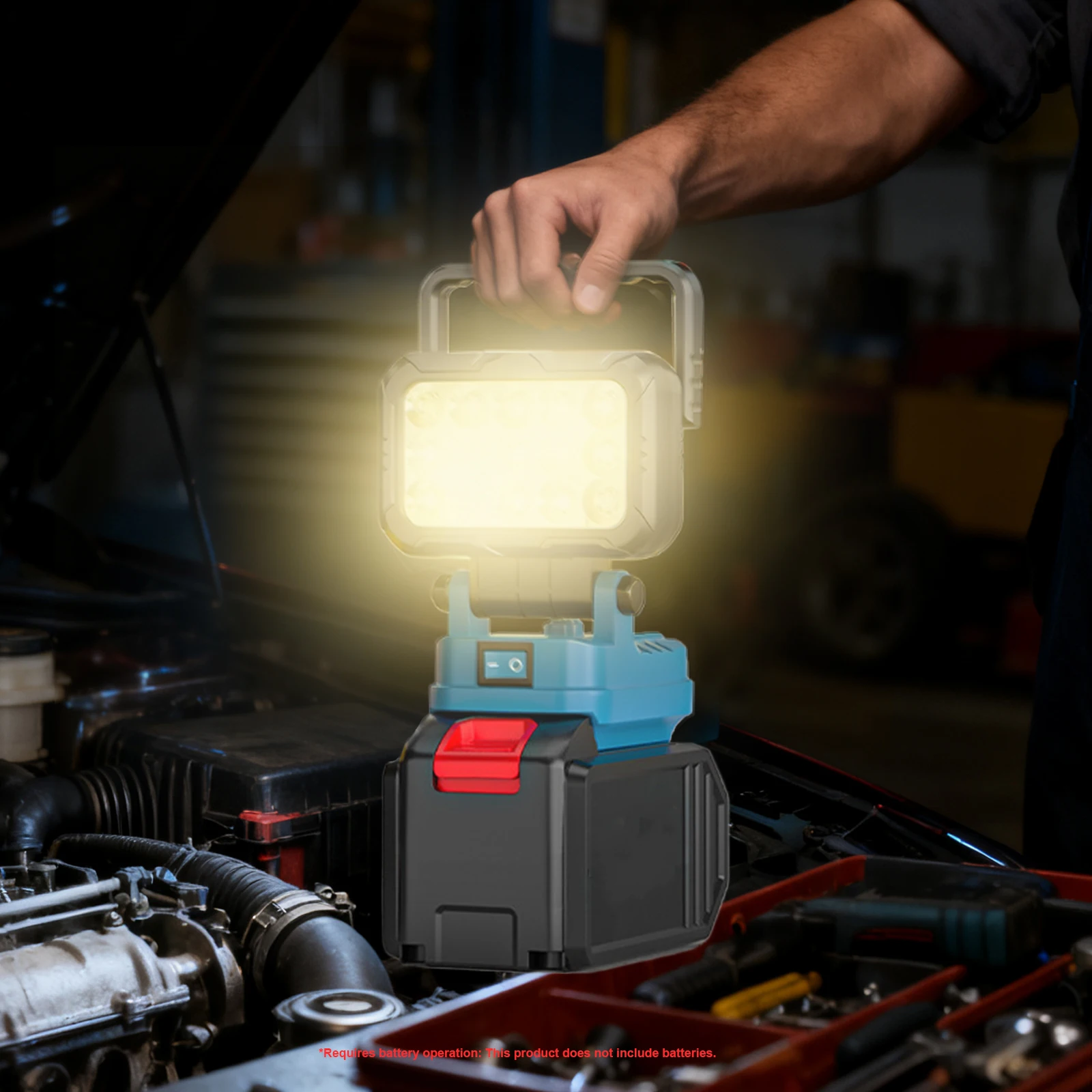 

Flashlight with 2 USB Charging Port Adjustable Angles for Makita Battery Spotlight Portable Lantern Battery NOT Included