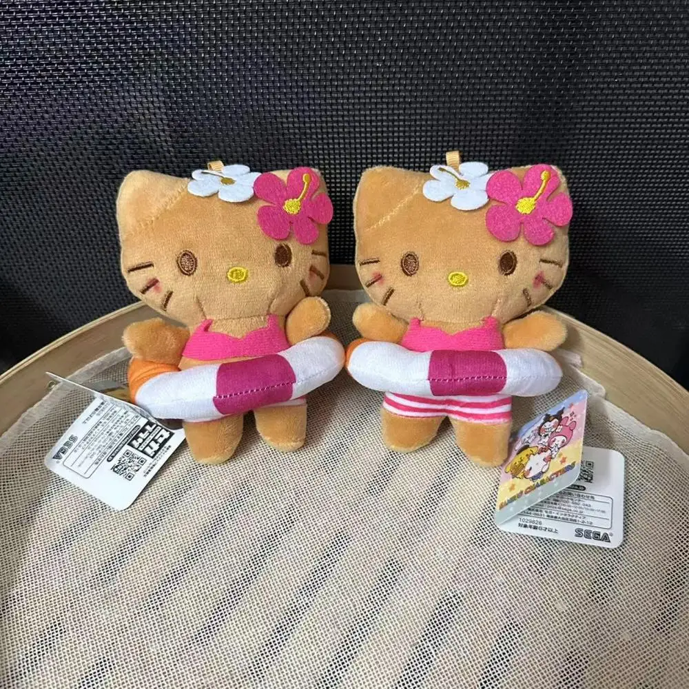 

Sanrio Bikini Black Skin Hello Kitty plush doll Key Chain Summer Swimming Circle toy pendant Backpack decoration birthday gift