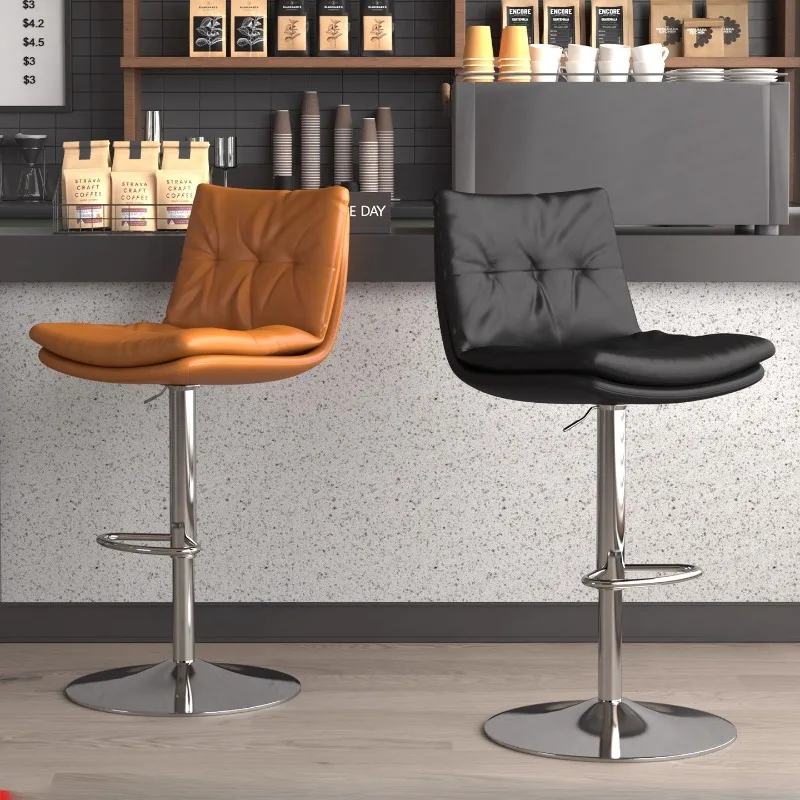 

Light luxury high-foot lifting rotating bar chair soft bag back chair household kitchen cashier bar counter stool dining chairs
