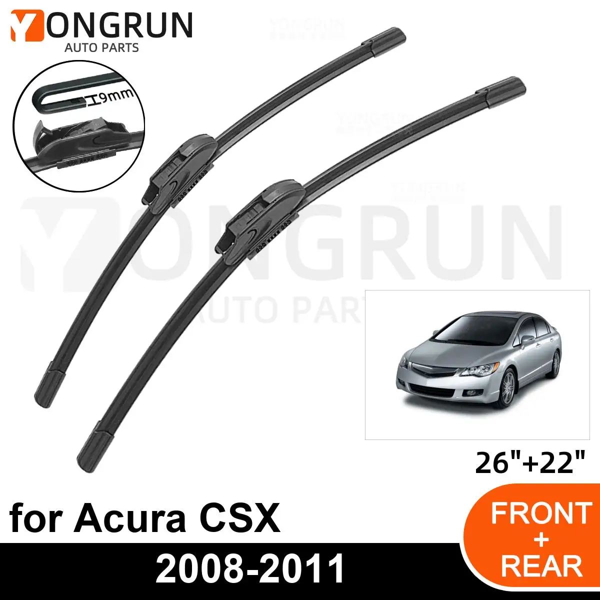 

Car Front Windshield Wipers For Acura CSX 2008-2011 Wiper Blade Rubber 26"+22" Car Windshield Windscreen Accessories