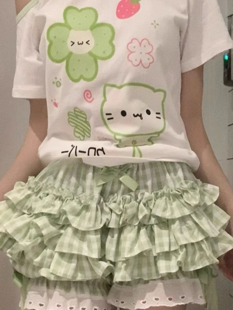 

Sweet Kawaii Vintage Women Elegant Tees Tops Y2K Clothing Gothic Streetwear Subculture T Shirt Tees Summer Japanese Fashion
