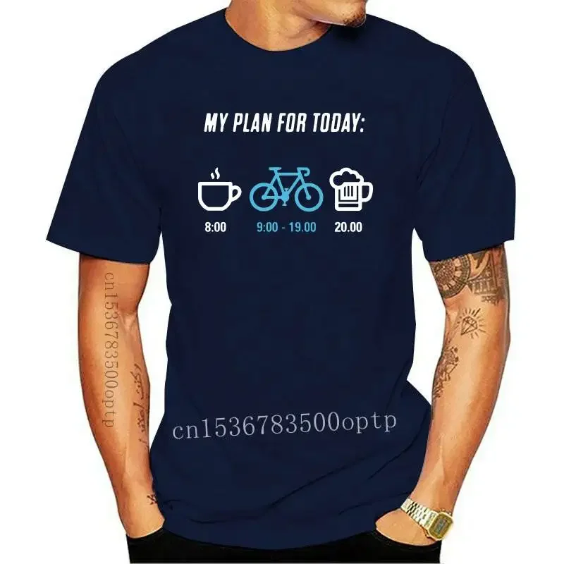 Mens Clothing My Plan For Today Cycling Beer Coffee T Shirt Funny Casual Summer Style Interesting Tee Shirt Family S-Xxxl Custom