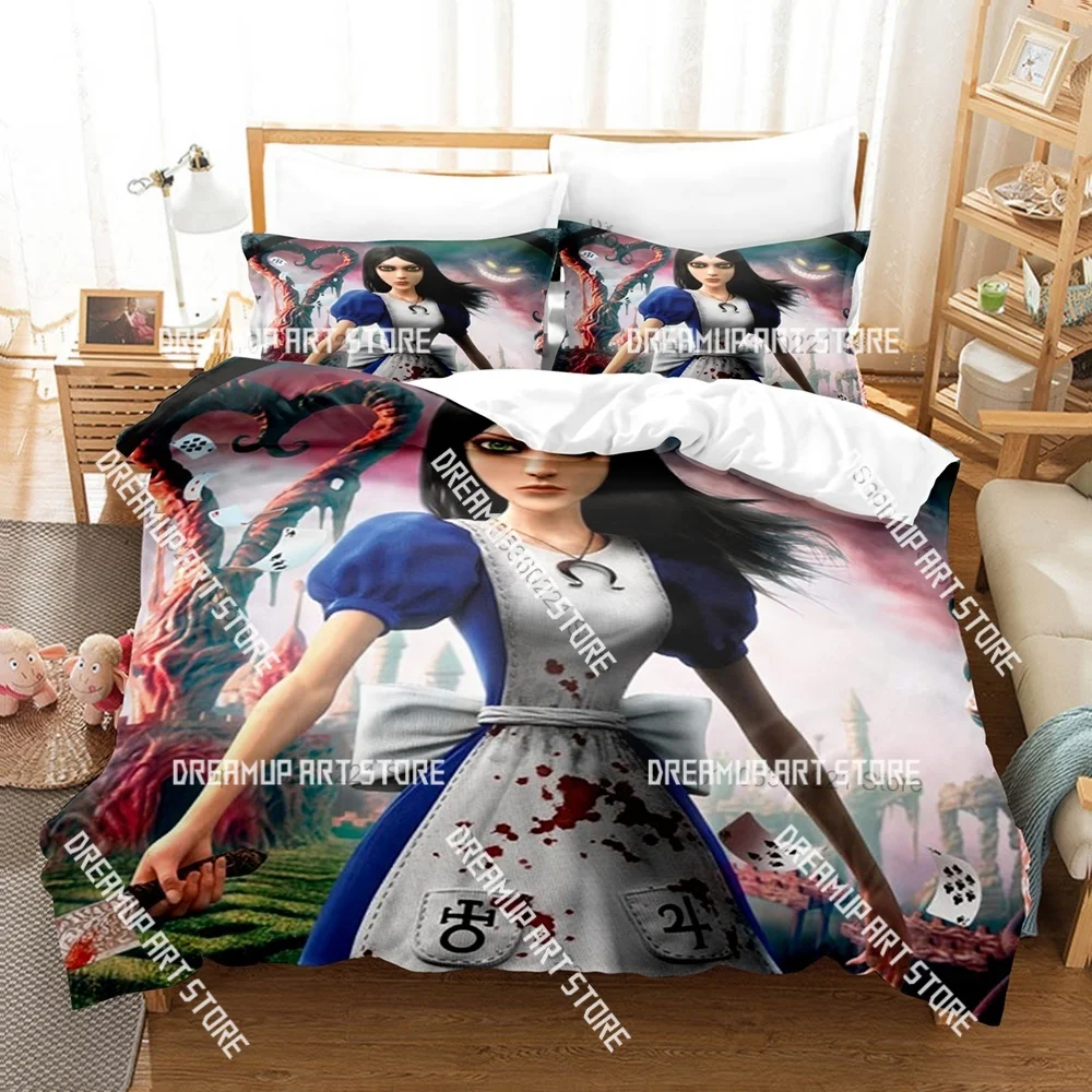 3D Printed Alice Game Bedding Set for Boys Girls Duvet Cover Pillowcase Twin Queen King Full Single Double Sizes