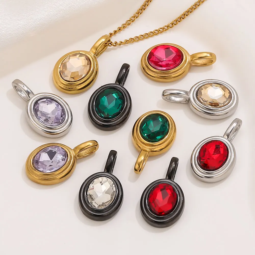

5PCS Golden Stainless Steel Oval Glass Crystal Charms for Making Women's Earrings, Necklaces, Bracelets, DIY Jewelry Accessories