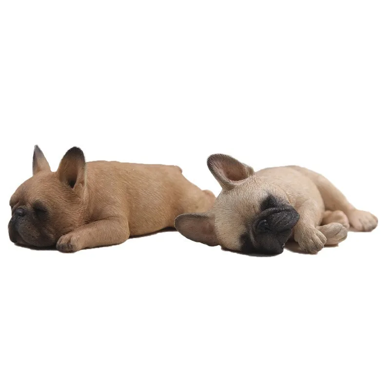 

New resin French bull sleeping position small French bulldog simulation animal model car home decoration