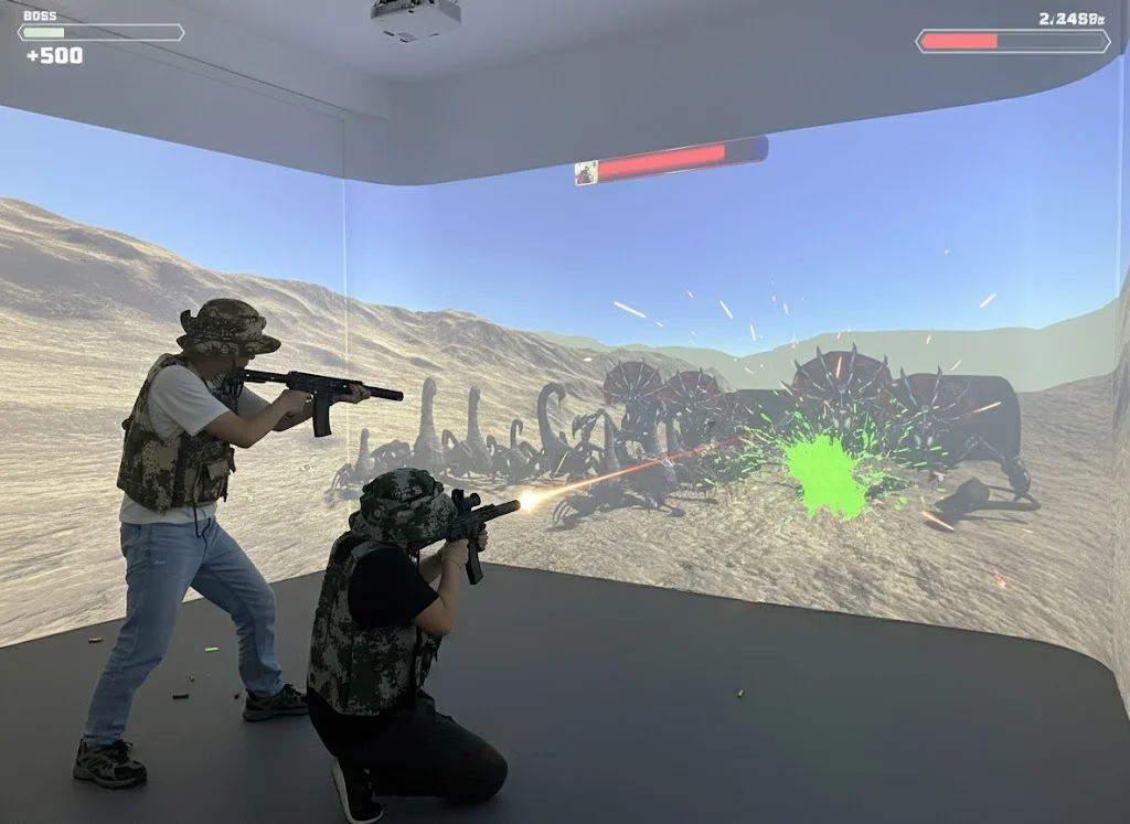 AR Projection Hunting Game Interactive Projection System Virtual Shooting Simulator with Edge Blending Projection for Playground