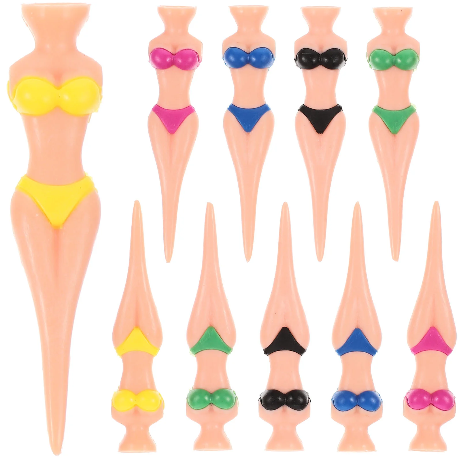 10 pezzi bellezza golf chiodi golf pioli bikini palline supporti sostituibili donna magliette plastica a forma di signora professionale signorina