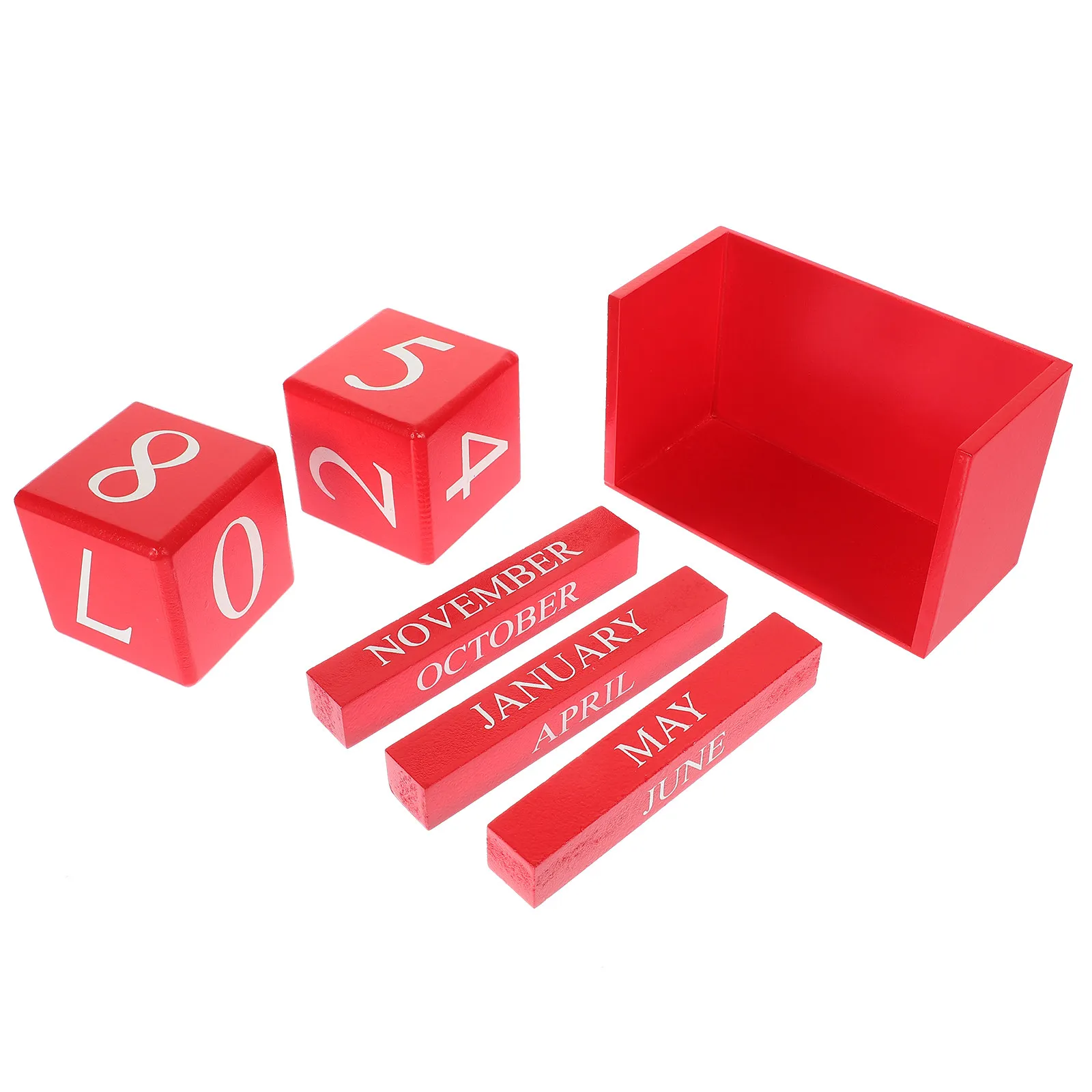 Premium Density Board Tabletop Calendar Adjustable Date and Month Blocks Decorative Perpetual Desk Calendar for Household Office