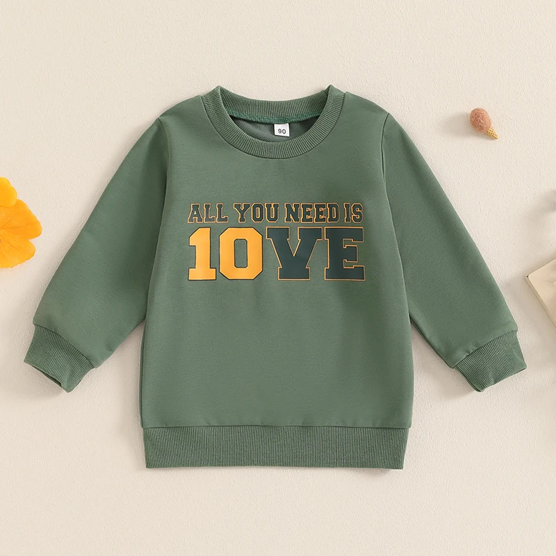 2024-06-13 Lioraitiin 1-5Y Autumn Toddler Kids Boys Sweatshirt Long Sleeve Crew Neck Letters Print Pullover Tops