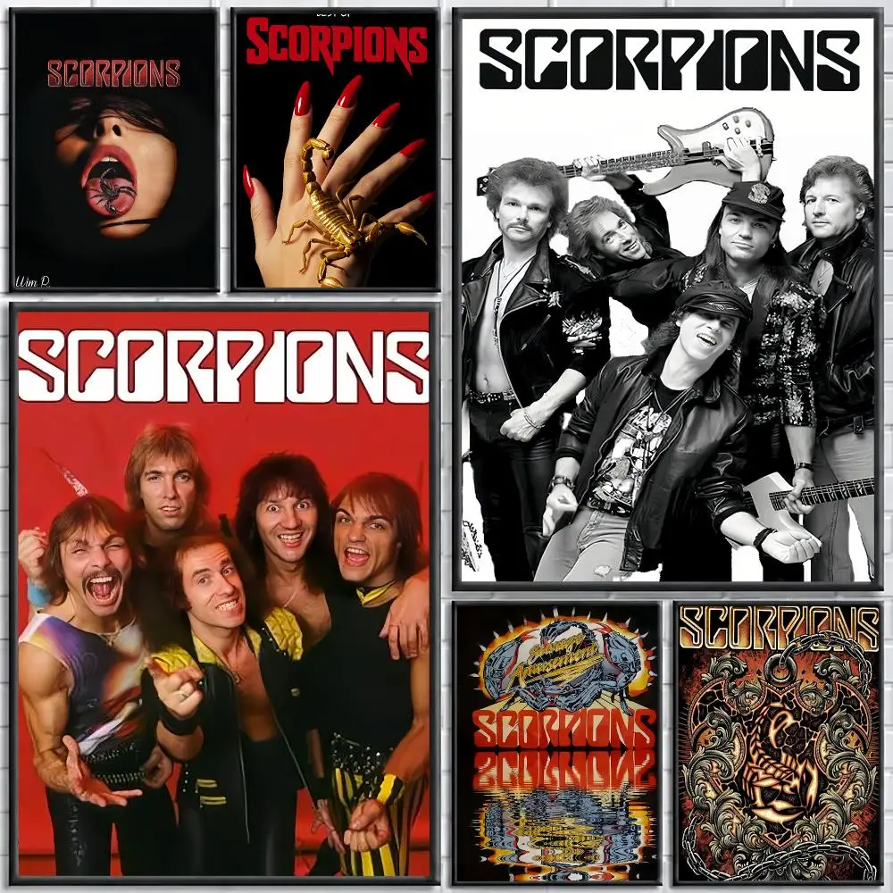 Hard Rock S-Scorpions Band Heavy Metal Painting Calligraphy Stylish Canvas Poster Wall Art for Home Decor Gift