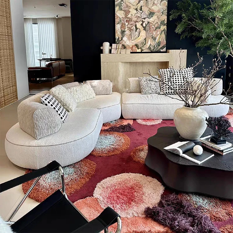 #Italian Simple Armless Round Backrest Multi-size Multi-combination Fabric Island Sofa Living Room Villa Apartment Residence