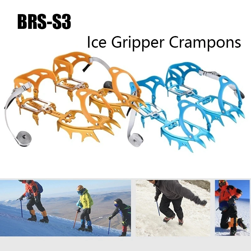 

Hot BRS- S1 S1A S3 14 Teeth Claws Crampons Shoes Ice Crampons Snow Non slip Cover Gripper Manganese Steel Outdoor Ski Ice Climb