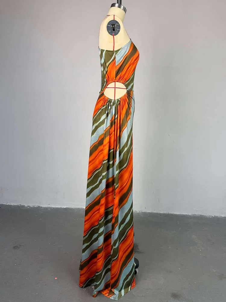 ملابس الصيف للنساء فستان بكم واحد قطع عالية الخصر فستان طويل مثير أنيق فستان بالجملة دروبشيبينغ