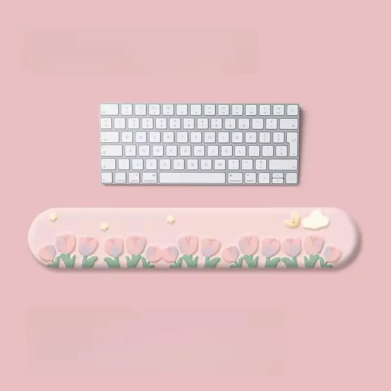 Tulip Mouse Pad Thickened Wristband Pad Silicone Cartoon Laptop Keyboard Hand Pillow Cute 3d Anti Slip Mouse Pad Wrist Support