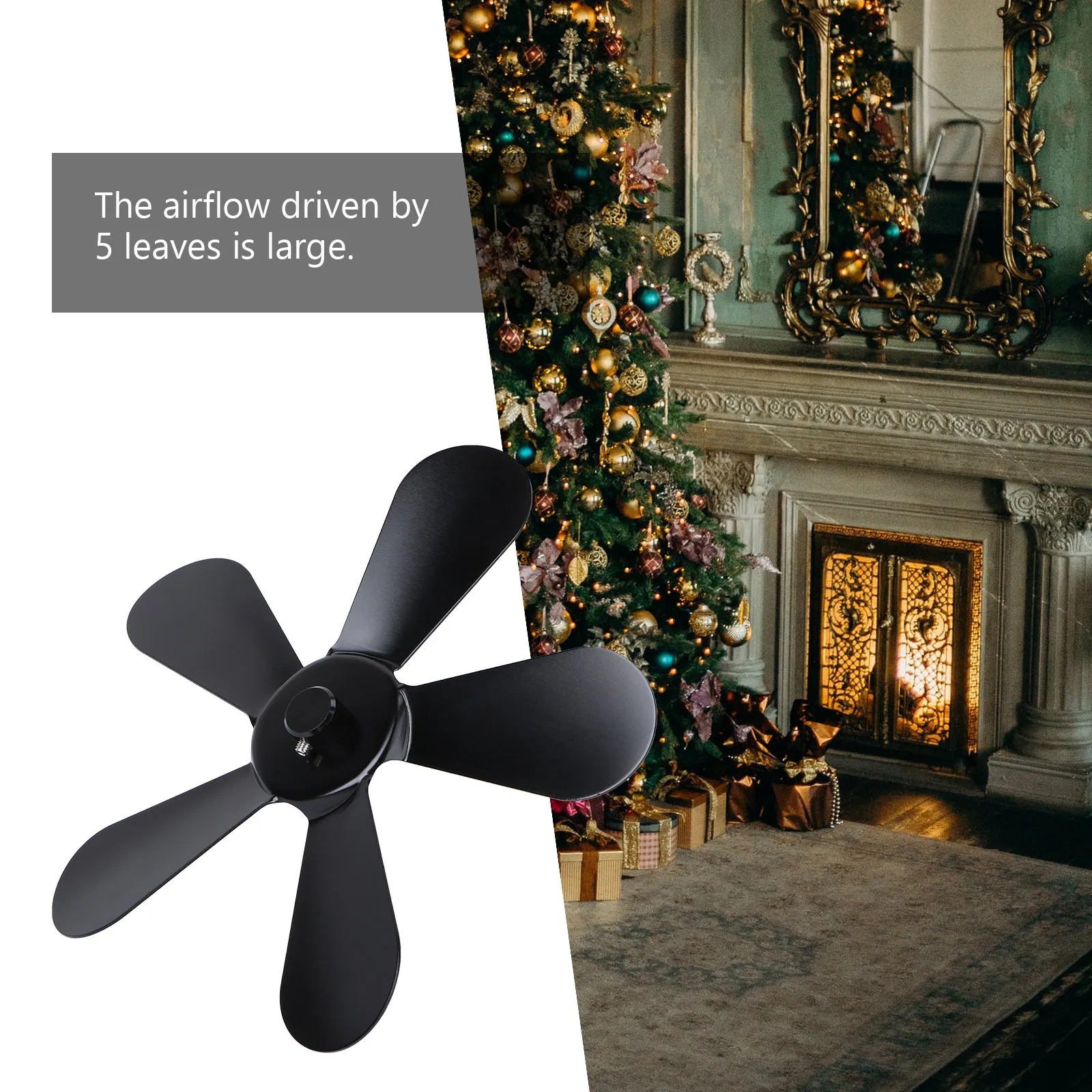 

1Pcs Fireplace Fan Heat Powered Stove Fan Air Distribution for Whole Room Fan Stove Fan Stove & Fireplace Accessories