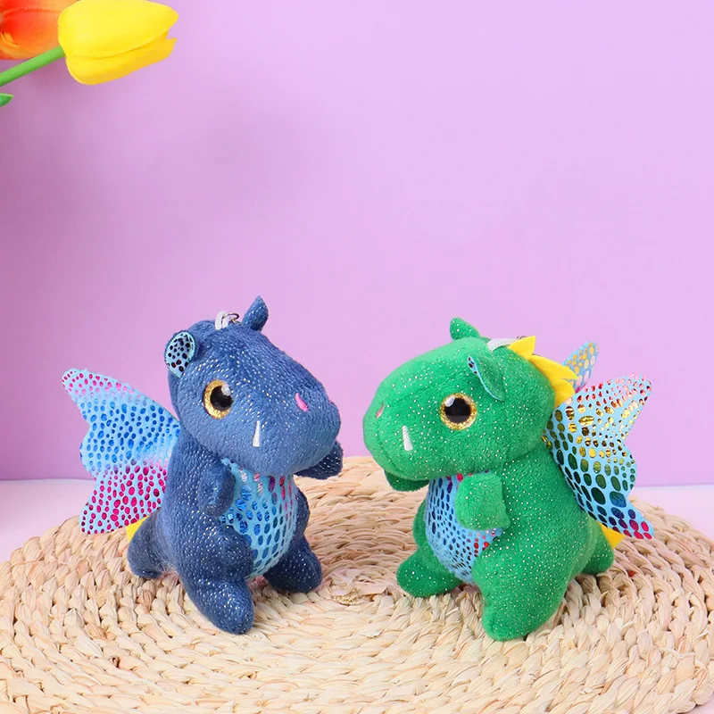 Llavero colgante de dinosaurio con alas, muñeco de peluche de dragón colorido, llavero de dinosaurio de dibujos animados, llaveros de coche, mochila, bolso