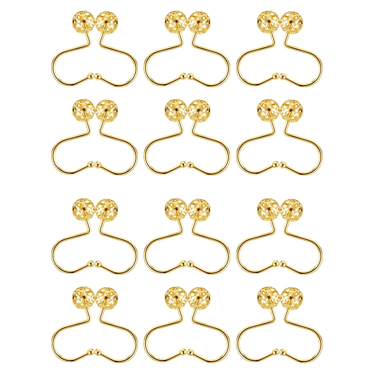 

A71P Золотые крючки для занавесок для душа, набор из 24 декоративных крючков для занавесок для душа, металлические нержавеющие кольца для душа для ванной комнаты