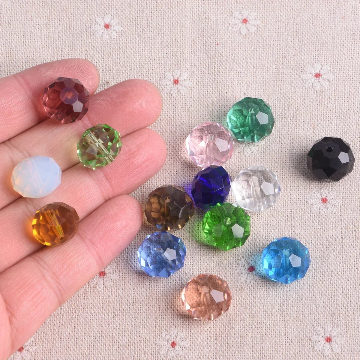 10pcs 16x12mm Big Rondelle Faceted Cut Crystal Glass Loose Prism Beads for Jewelry Making DIY Crafts Findings