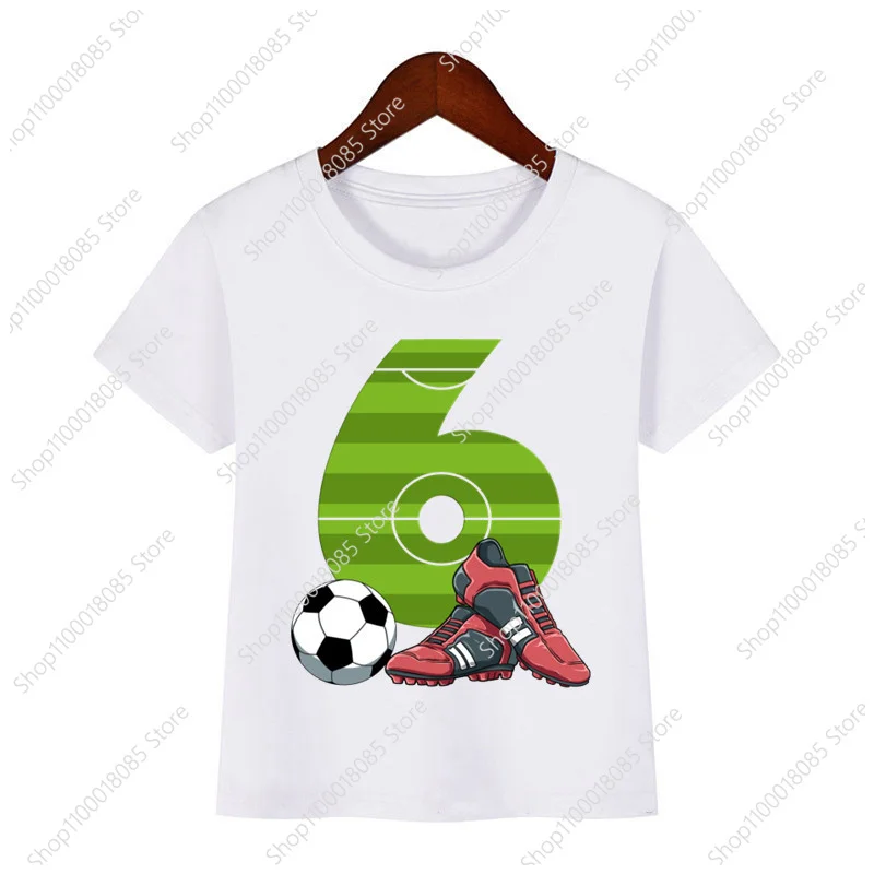 Numero di compleanno di calcio stampato t-Shirt bambini calcio compleanno ragazzo t-Shirt numero personalizzato nome divertente carino regalo camicia