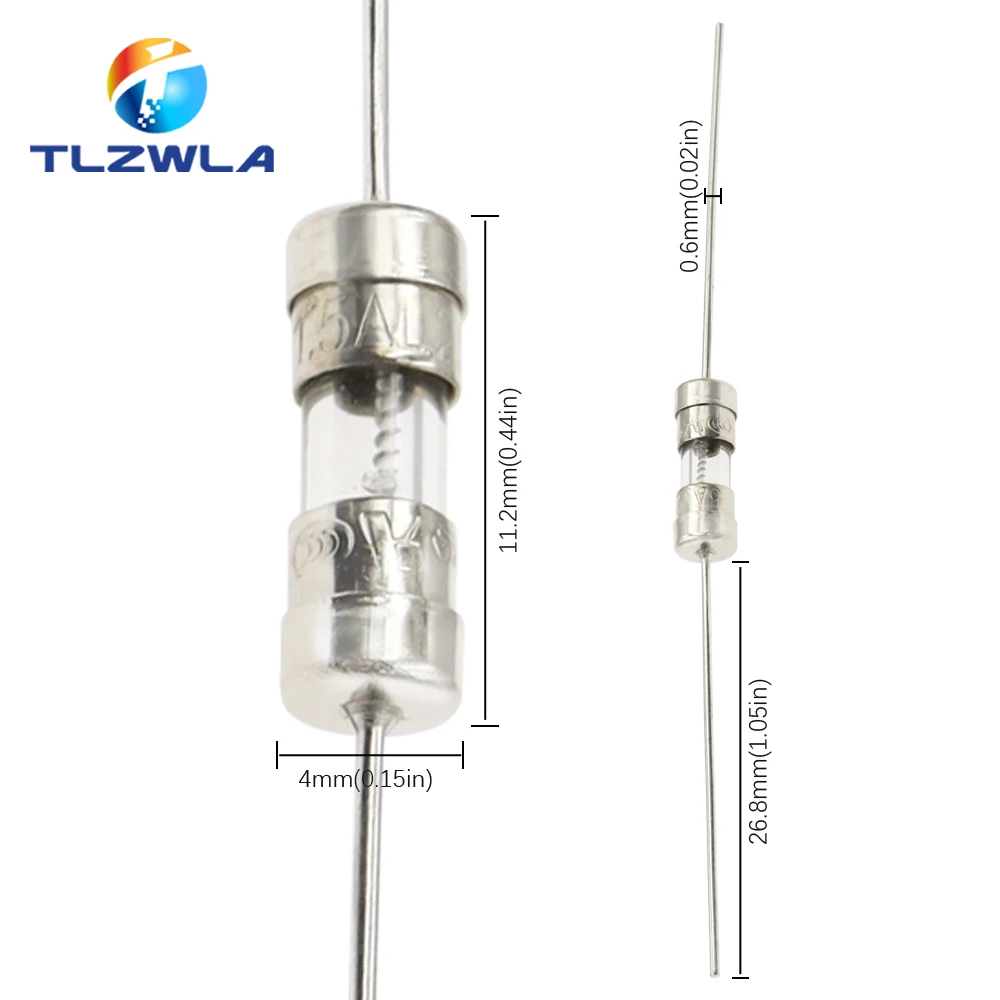 10PCS 3.6*10 Fast-Blow Glass Tube Fuse Fast Break With Pin 3.6X10MM 0.5A 1A 1.5A 2A 3A 3.15A 4A 5A 6.3A 8A 10A AMP 250V