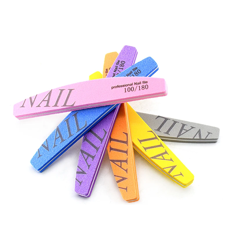 30/60/100Pcs Half Moon Sponge Nail Files For Manicure Pedicure Sanding Nails Buffer Files Professional Sandpaper Nail Accesoires