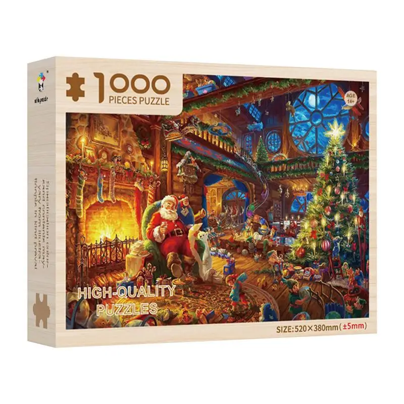 Puzzle 1000 Christmas Jigsaw Puzzles For Adults Cute Home Decorations Large Size Street Cafe Christmas Scene Party Puzzle