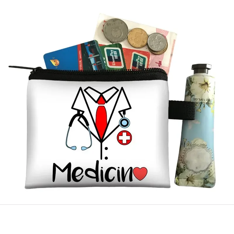 Cute Nurse Coin Purse Medical Doctor Stethoscope Syringe Wallet Charms Nurse Cap Hospital Coin Bag ID Credit Card Holder Gift